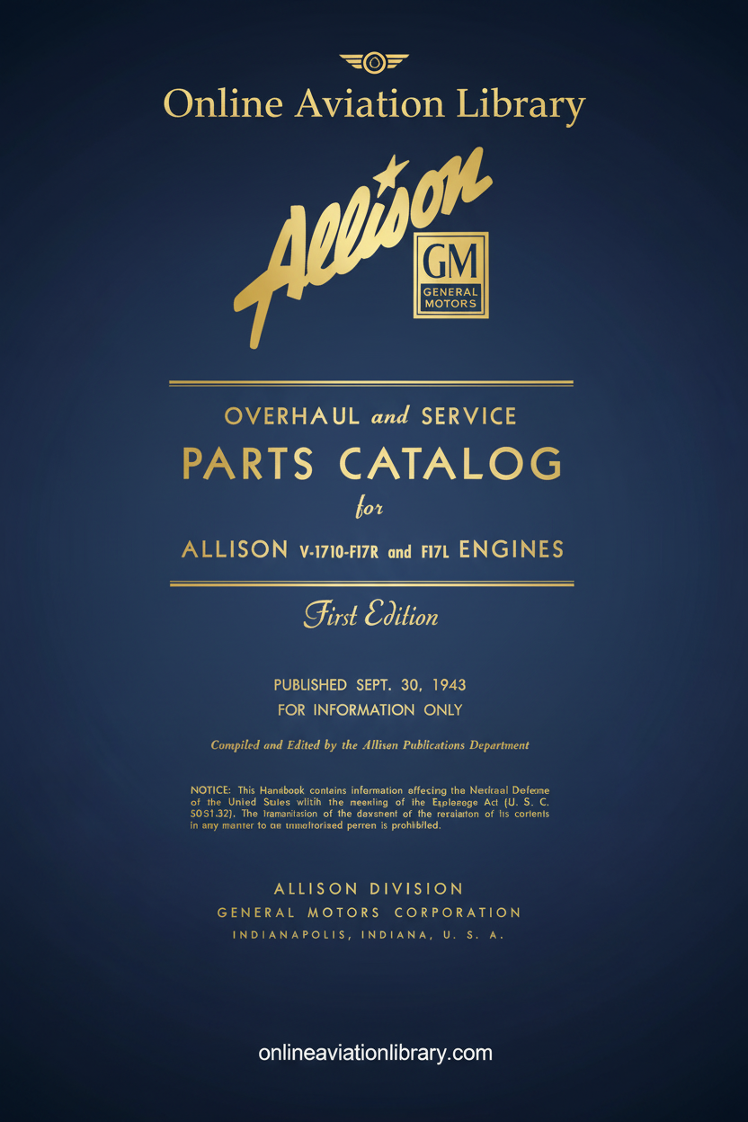 Allison V-1710 Overhaul and Service Parts Catalog Cover Page