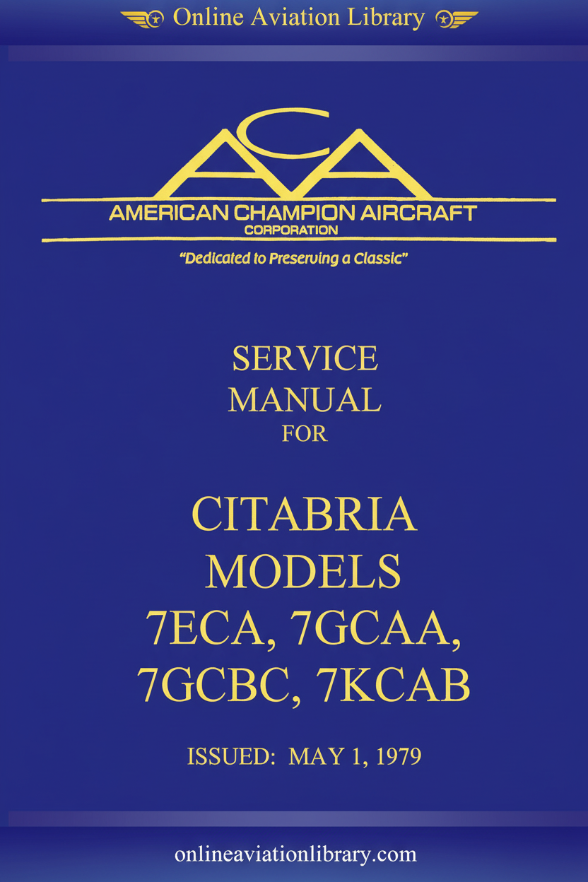 American Champion Citabria Service Manual 1979 Cover - Blue Background