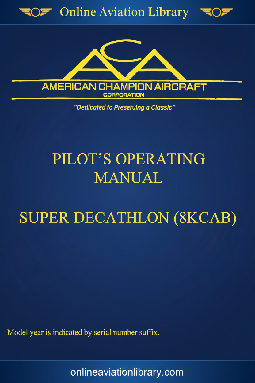American Champion Super Decathlon Pilot's Operating Manual Cover Deep Blue