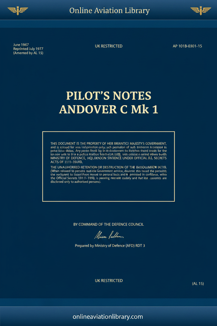 Andover C Mk1 Pilot Notes Cover