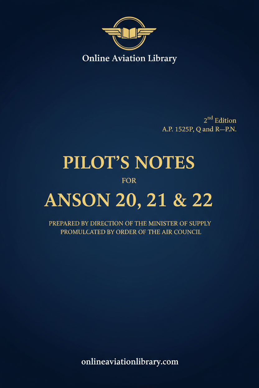 Anson 20, 21 & 22 Pilot's Notes Standard Cover Page - Text Only