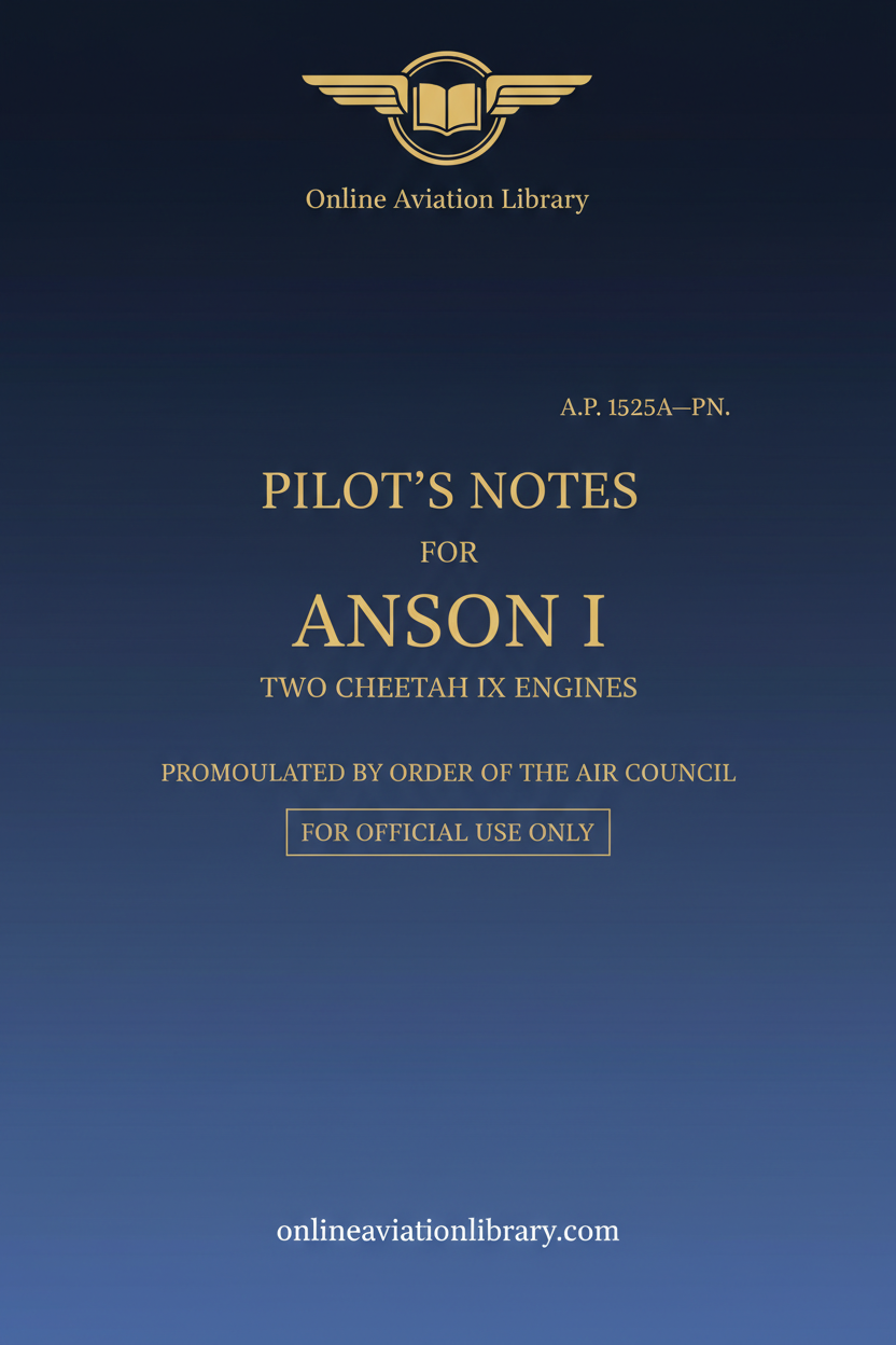 Anson I Pilot's Notes Standard Cover Page - Text Only