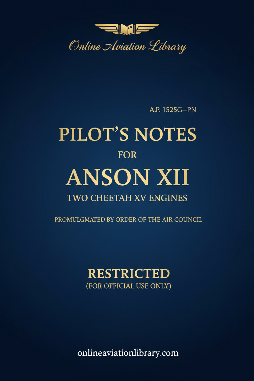 Anson XII Pilot's Notes Standard Cover Page - Text Only