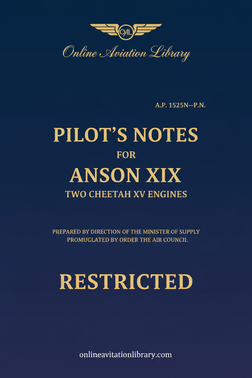Anson XIX Pilot's Notes Standard Cover Page - Text Only