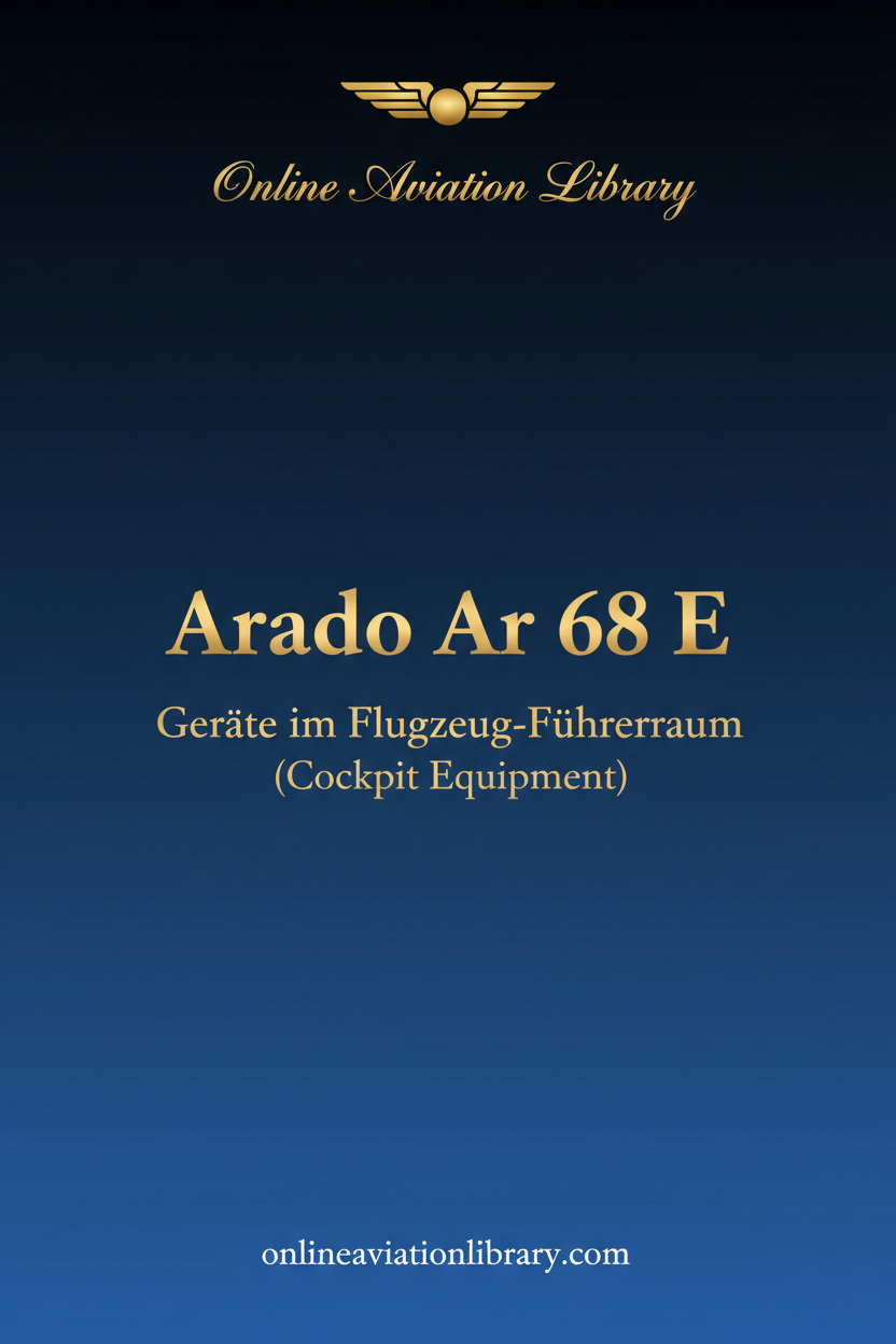 Ar 68 E Cockpit Equipment Standard Cover Page