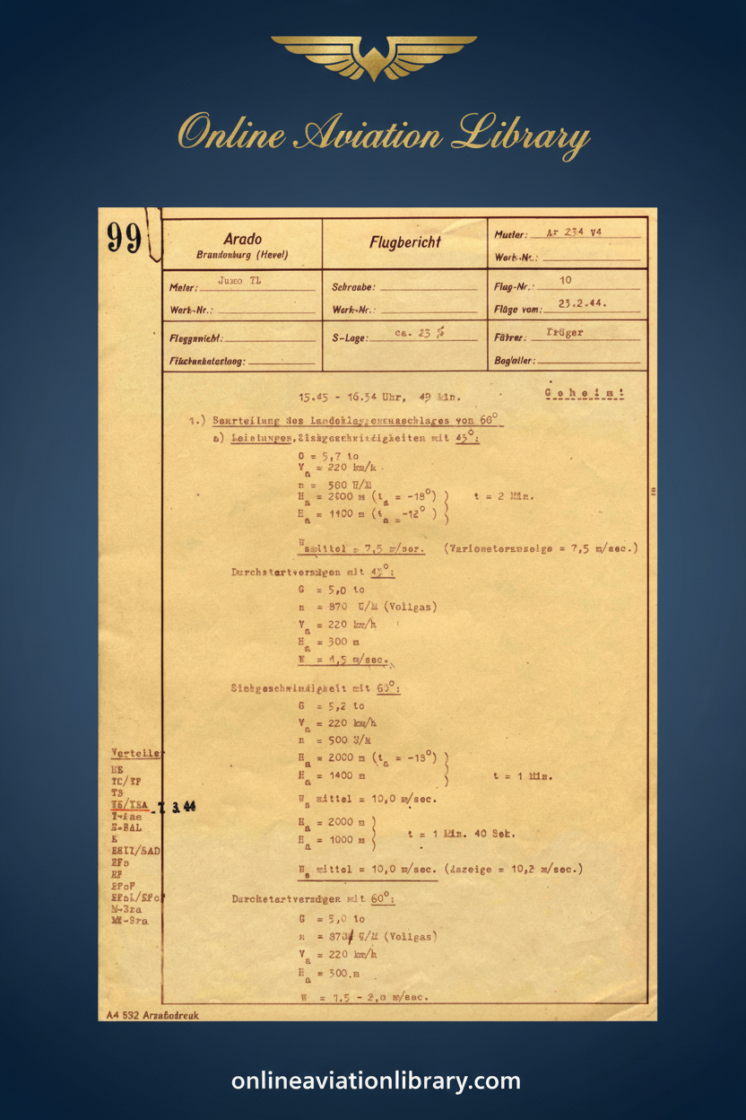 Arado Ar 234 V4 Flugbericht Standard Cover Page