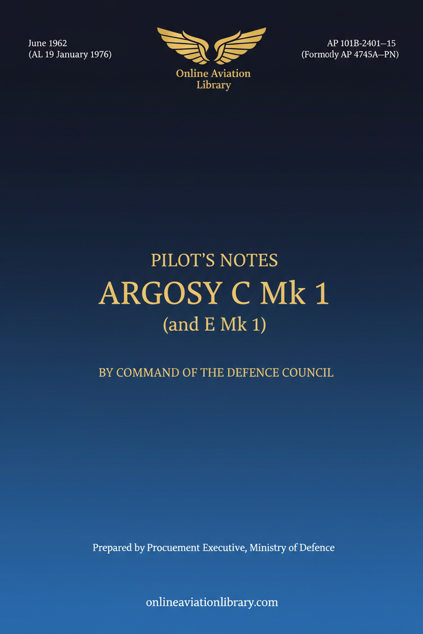 Argosy C Mk 1 Pilot's Notes Standard Cover Page - Text Only