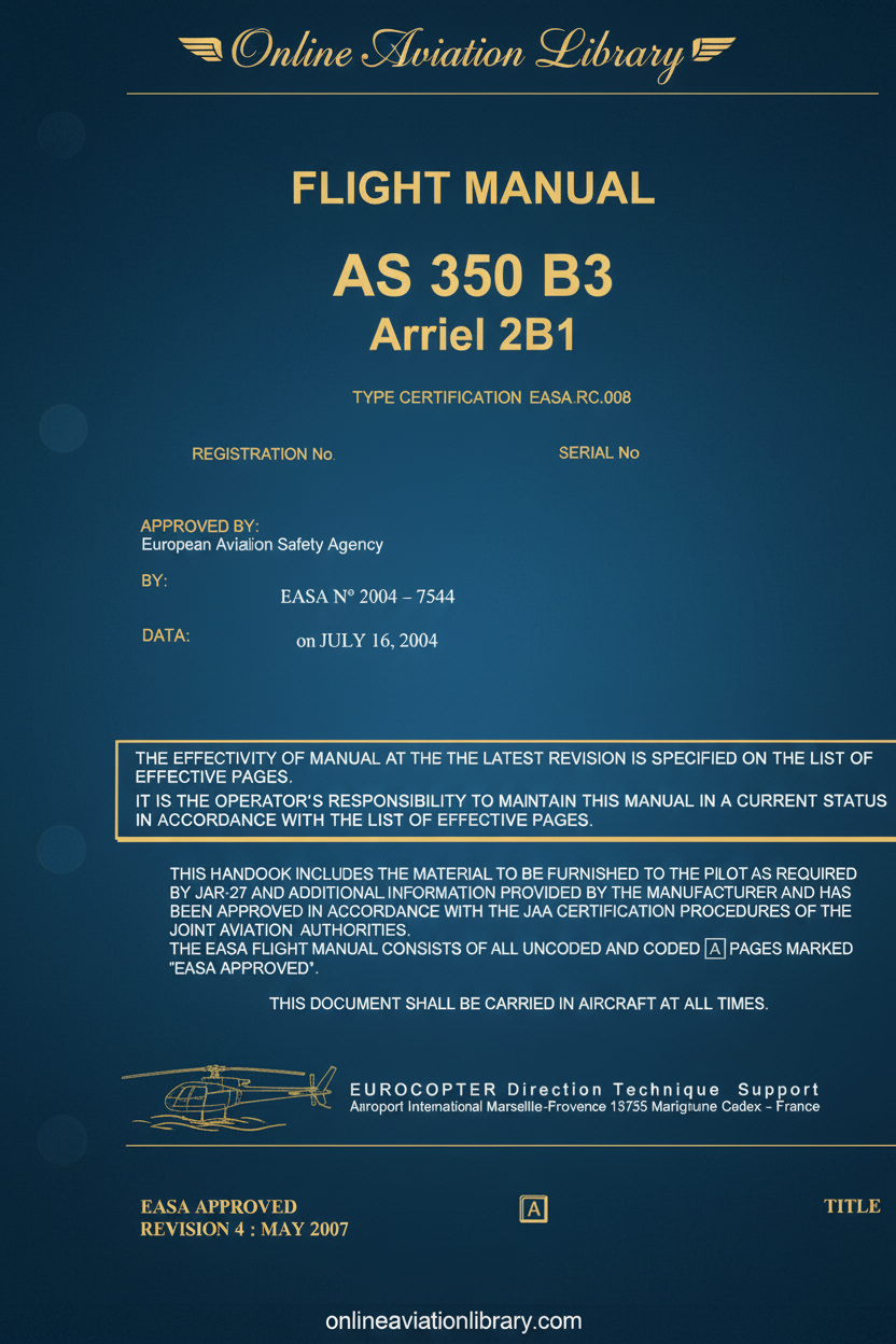AS 350 B3 Arriel 2B1 Flight Manual Cover Page