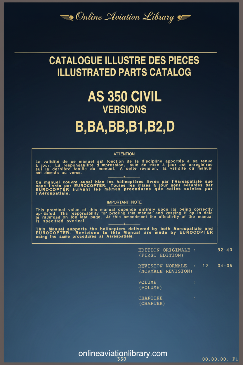 AS 350 Civil Illustrated Parts Catalog Cover Page
