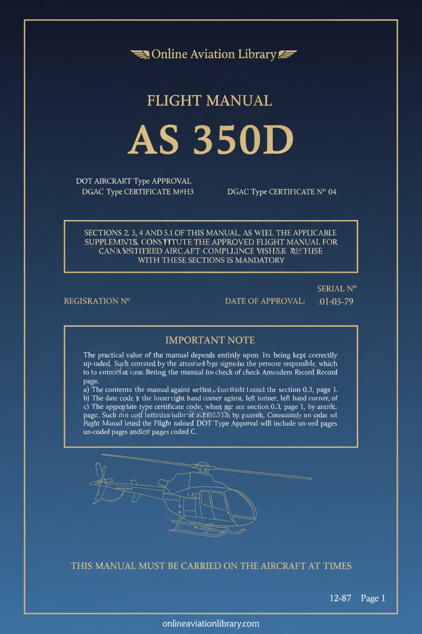 AS 350D Flight Manual Cover Page