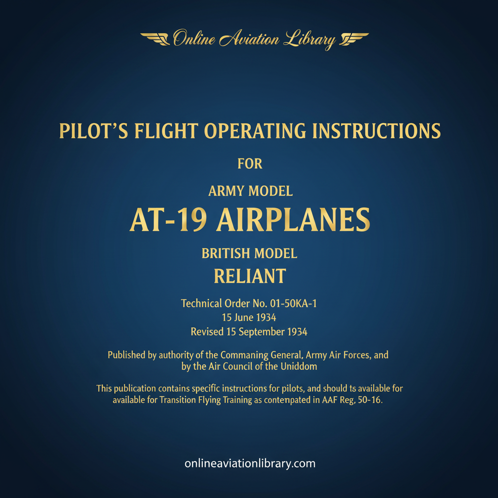 AT-19 Pilot's Flight Operating Instructions Cover