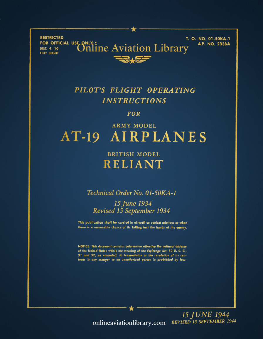 AT-19 Pilot's Flight Operating Instructions Cover