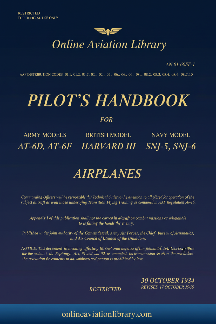 AT-6D, AT-6F, SNJ-5, SNJ-6, Harvard III Pilot's Handbook Standard Cover Page