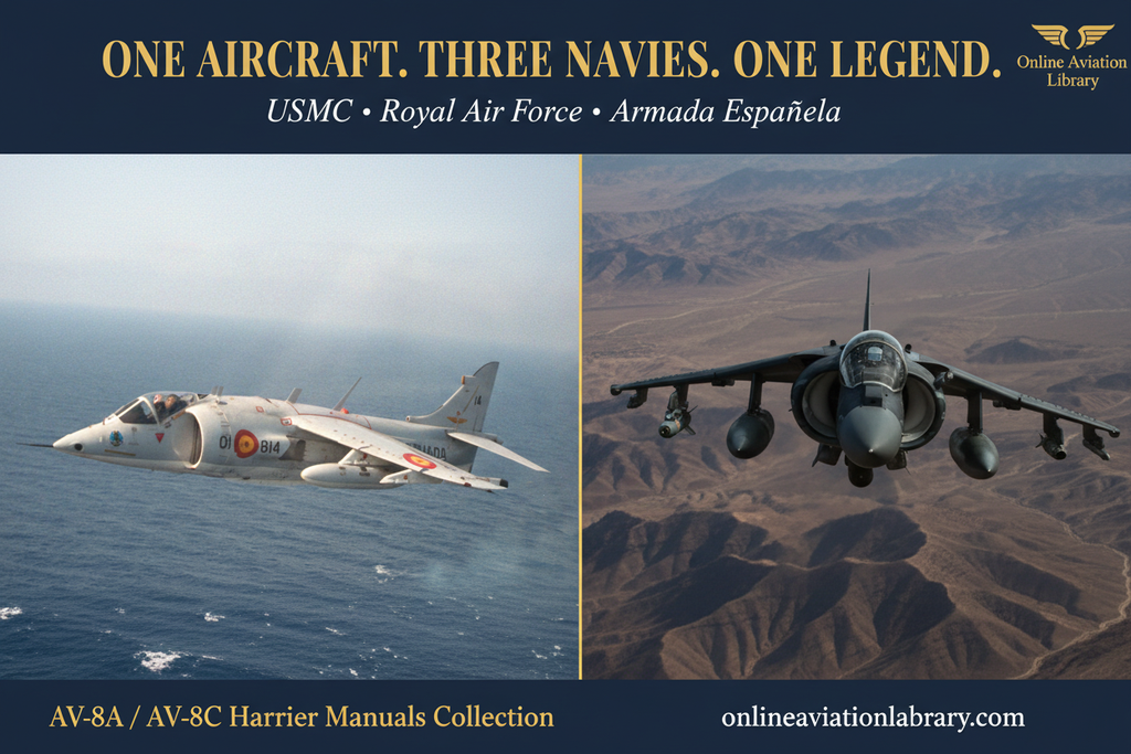 AV-8A AV-8C Harrier Banner - Three Navies One Legend