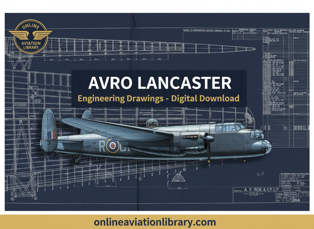 Avro Lancaster Blueprints Banner - Prominent Drawings Background