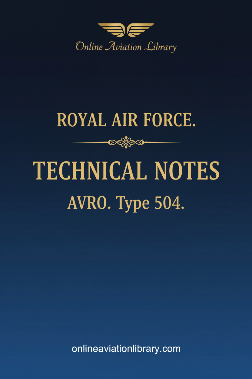 AVRO Type 504 RAF Technical Notes Standard Cover Page