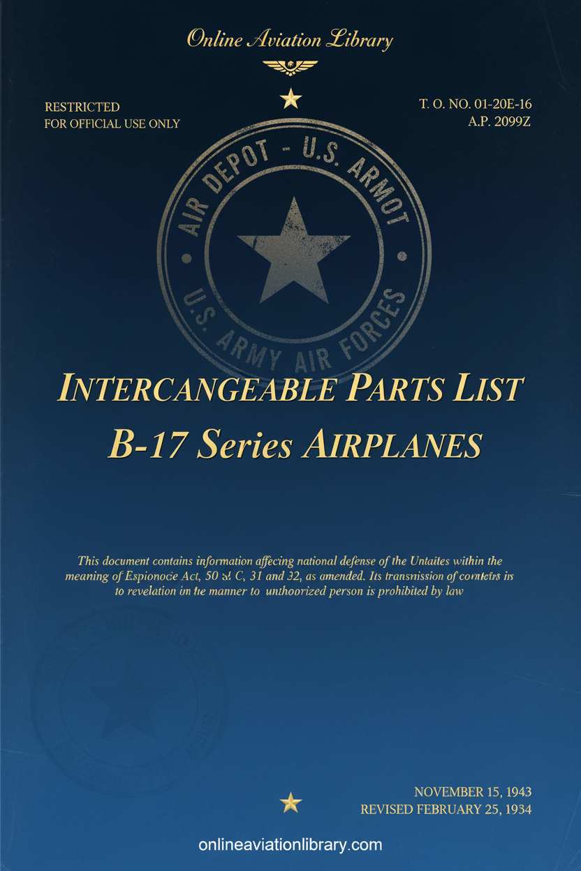 B-17 Series Interchangeable Parts List Cover Page