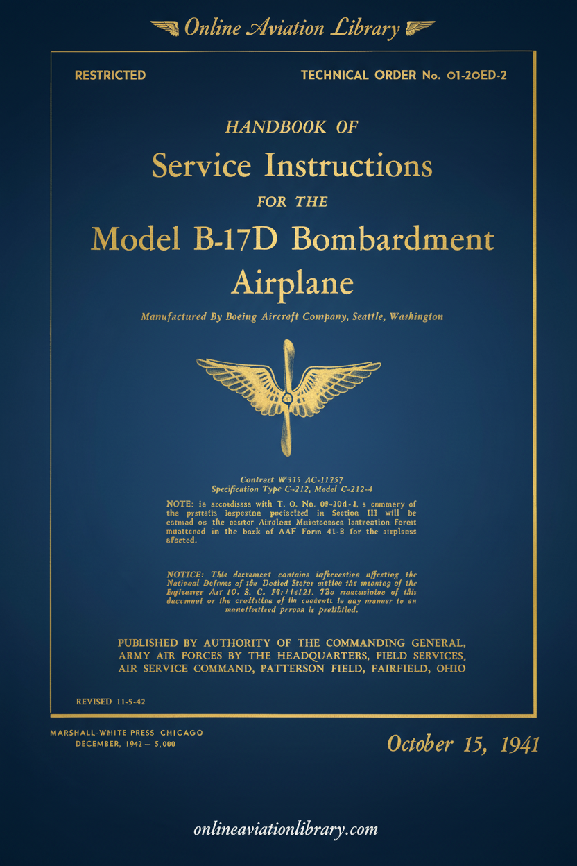 B-17D Service Instructions Handbook Cover Page