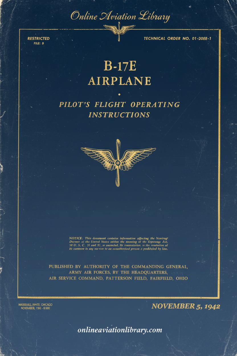 B-17E Pilot's Flight Operating Instructions Cover Page