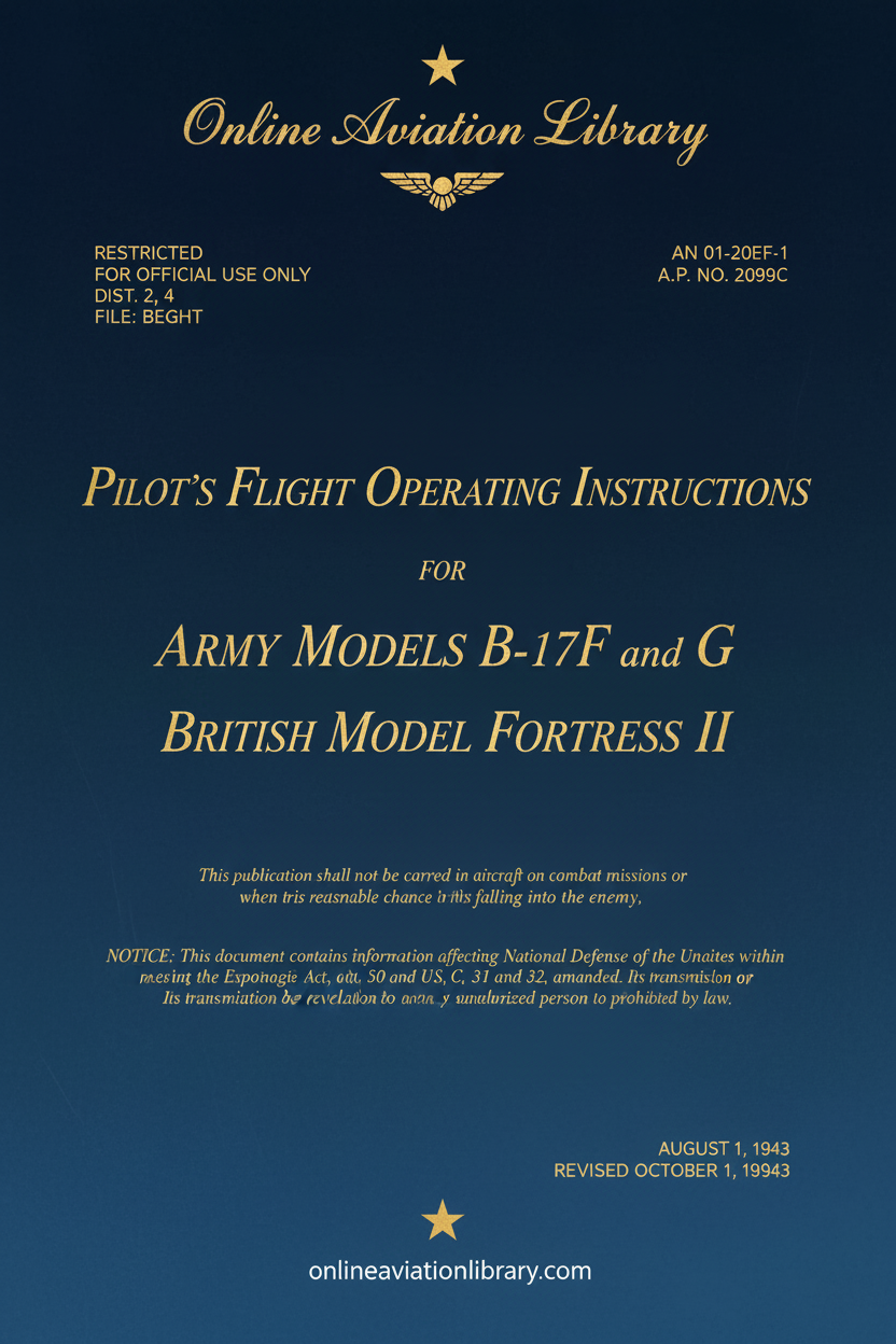 B-17F and G Fortress II Pilot's Flight Operating Instructions Cover Page