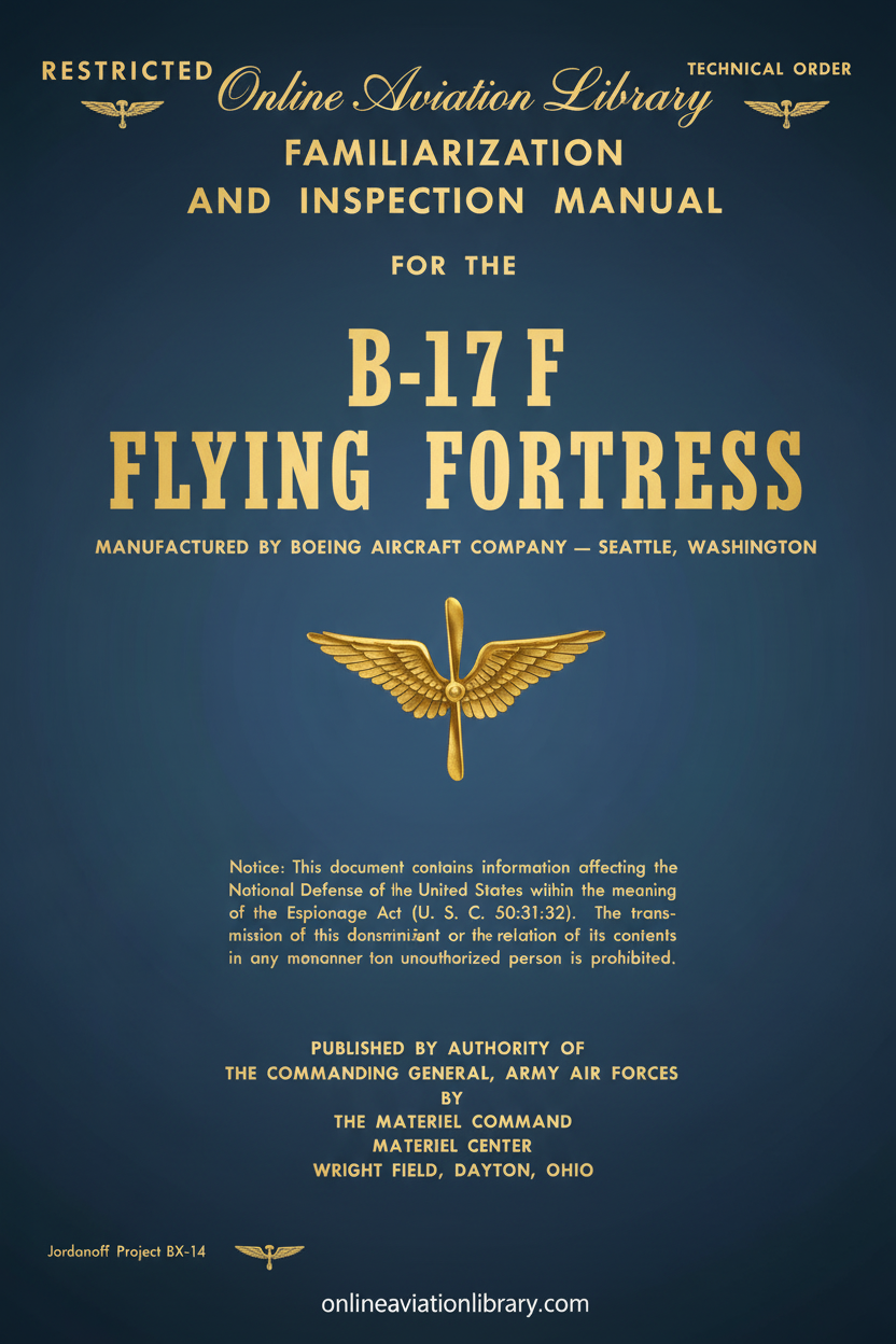 B-17F Flying Fortress Familiarization Manual Cover Page