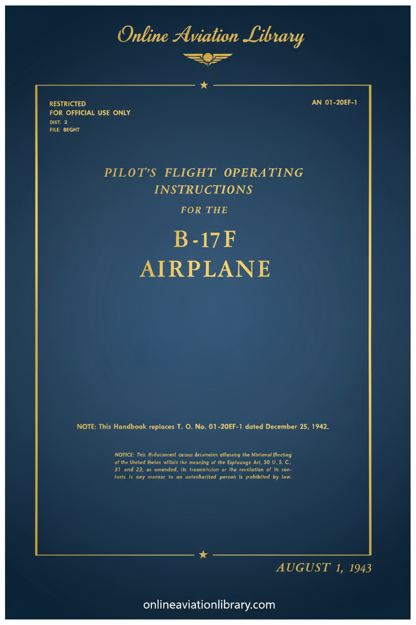 B-17F Pilot's Flight Operating Instructions Cover Page