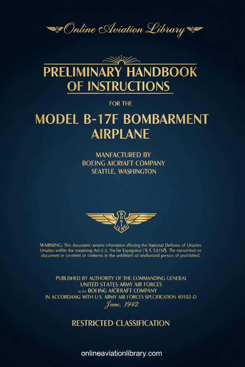 B-17F Preliminary Handbook Cover Page