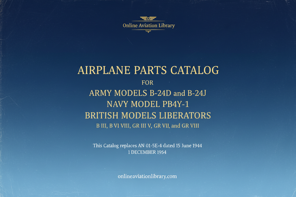 B-24 Liberator Parts Catalog Cover Page