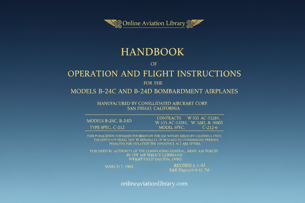 B-24C and B-24D Operation and Flight Instructions Handbook Cover Page