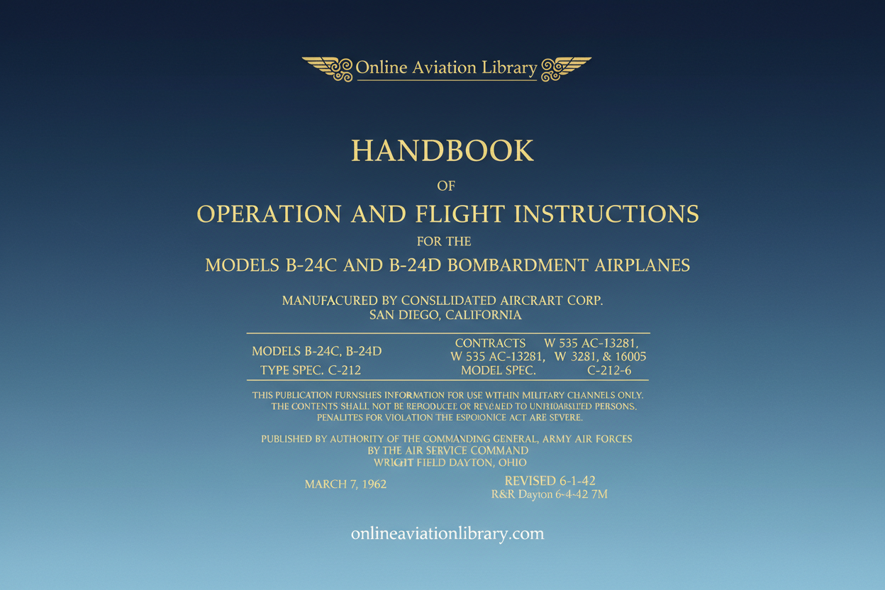 B-24C and B-24D Operation and Flight Instructions Handbook Cover Page