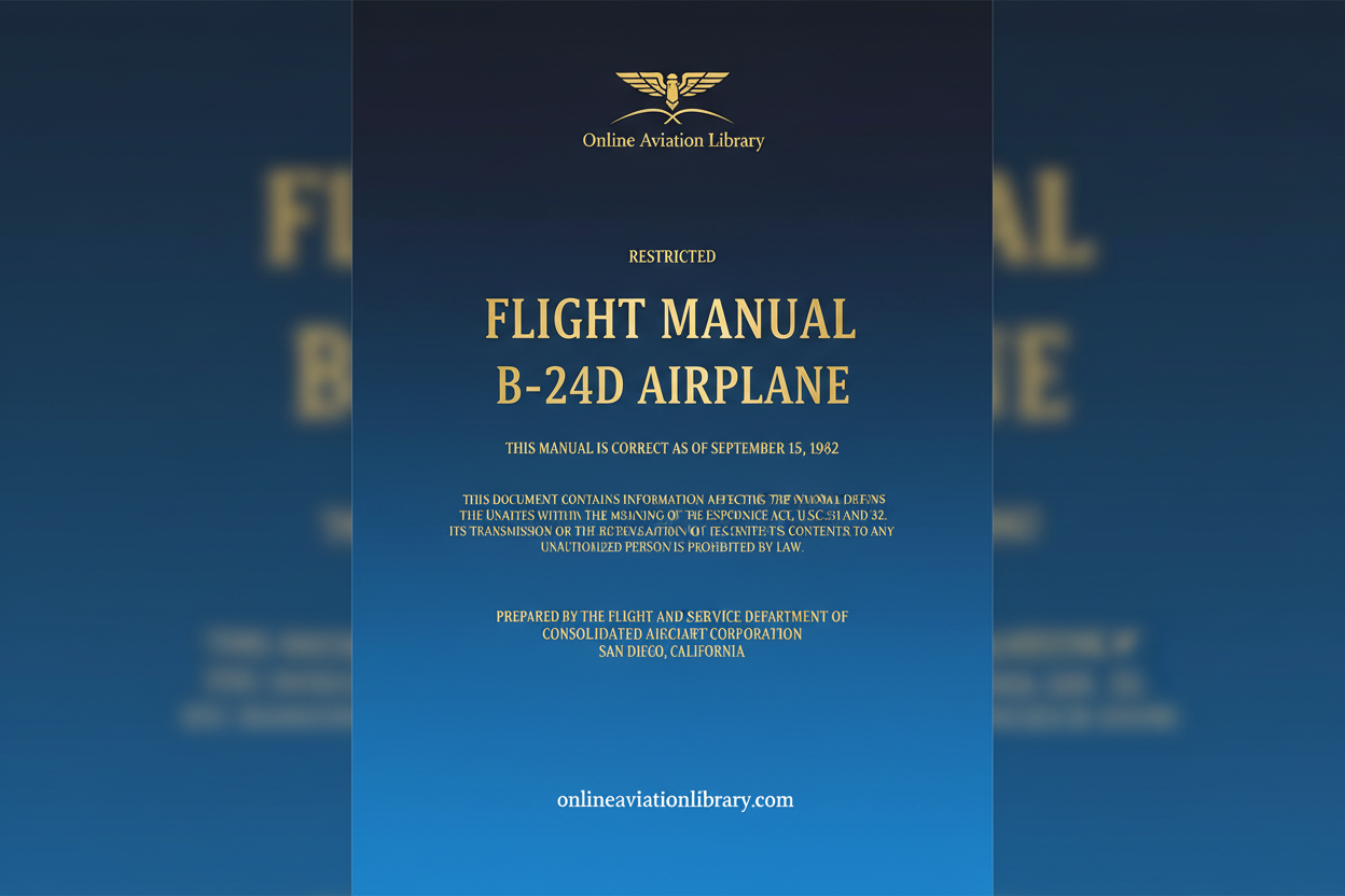 B-24D Airplane Flight Manual Cover Page