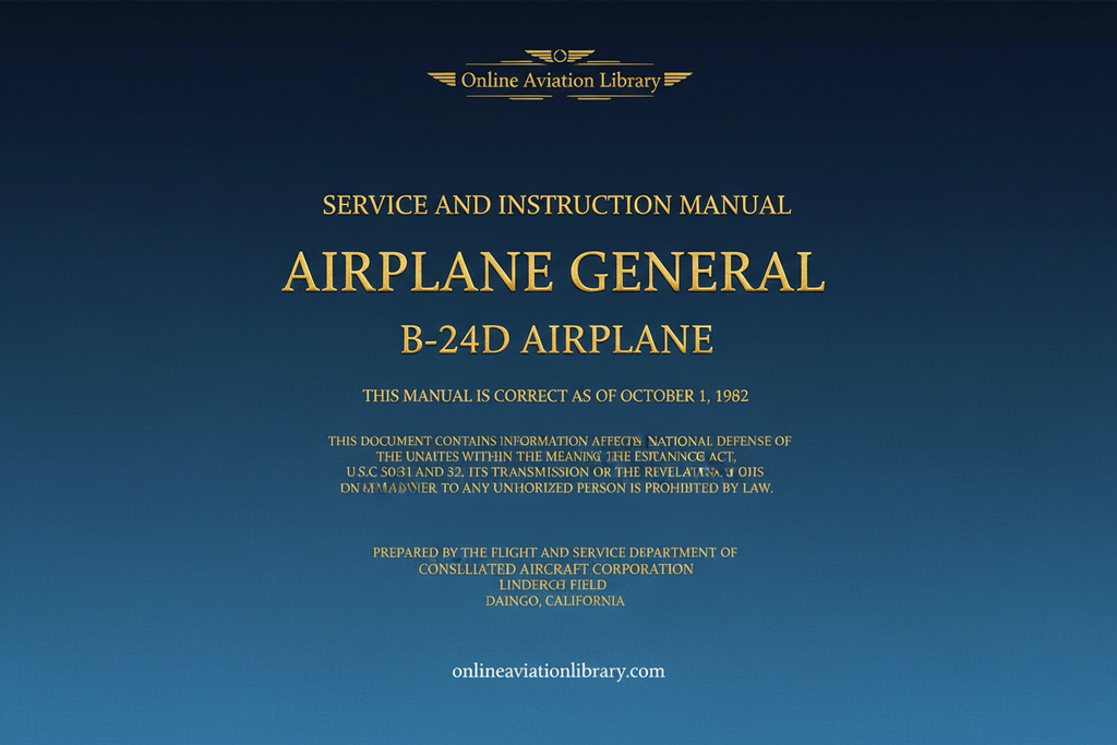 B-24D Airplane General Service and Instruction Manual Cover Page