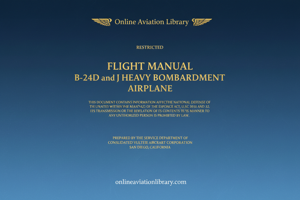 B-24D and J Flight Manual Cover Page