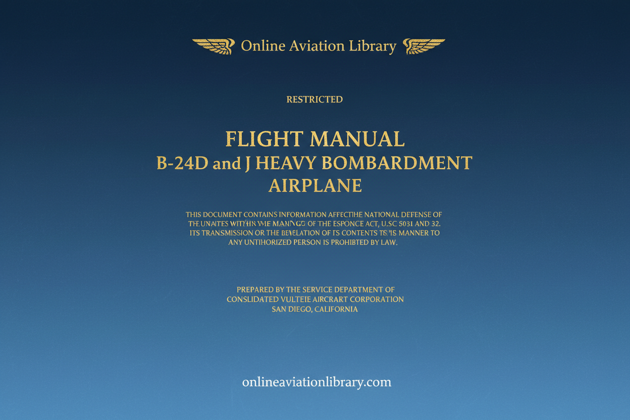 B-24D and J Flight Manual Cover Page