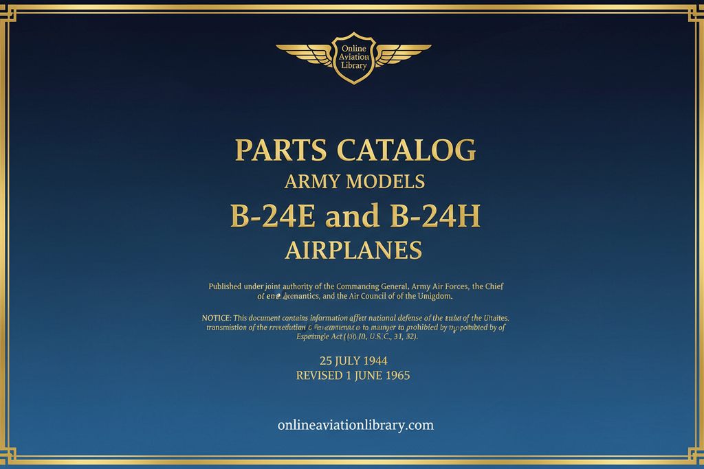 B-24E and B-24H Parts Catalog Cover Page