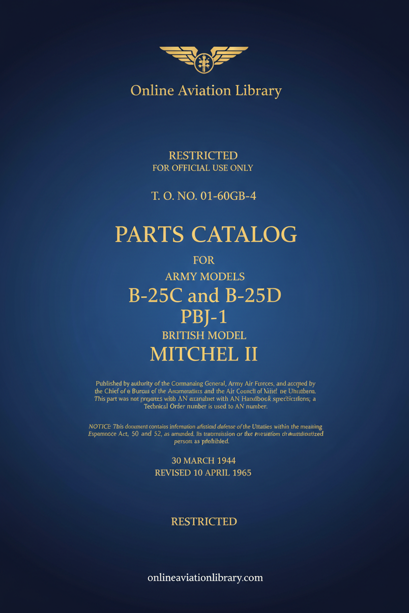 B-25C/D PBJ-1 Mitchell II Parts Catalog Standard Cover Page
