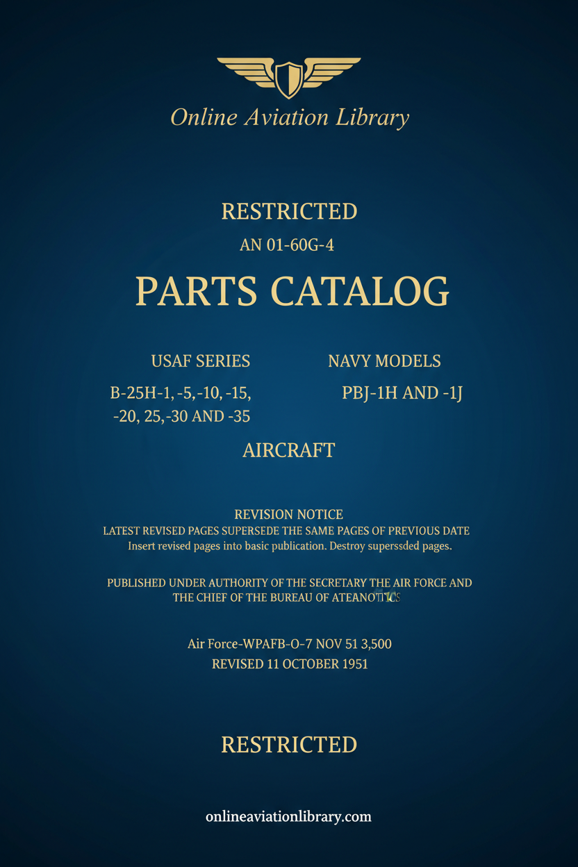 B-25H J PBJ-1H 1J Parts Catalog Standard Cover Page