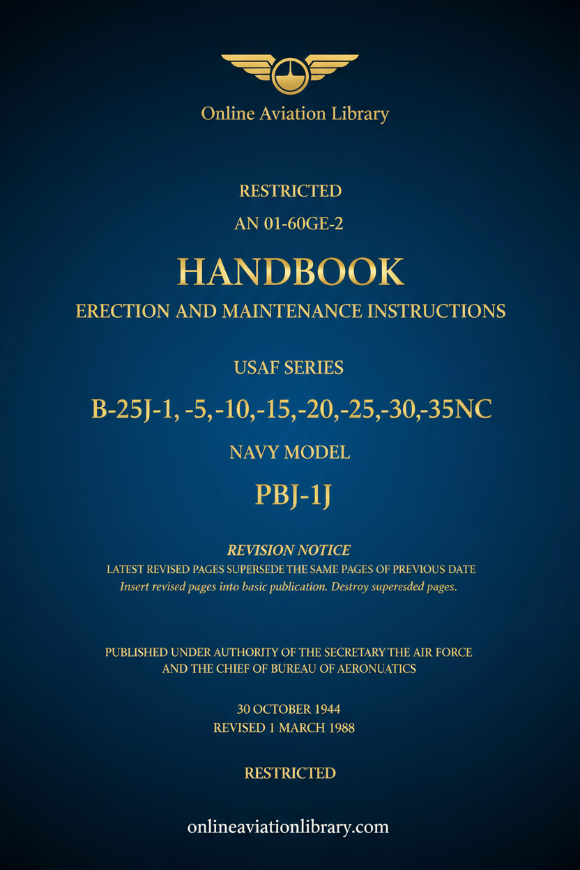 B-25J PBJ-1J Erection Maintenance Handbook Standard Cover Page