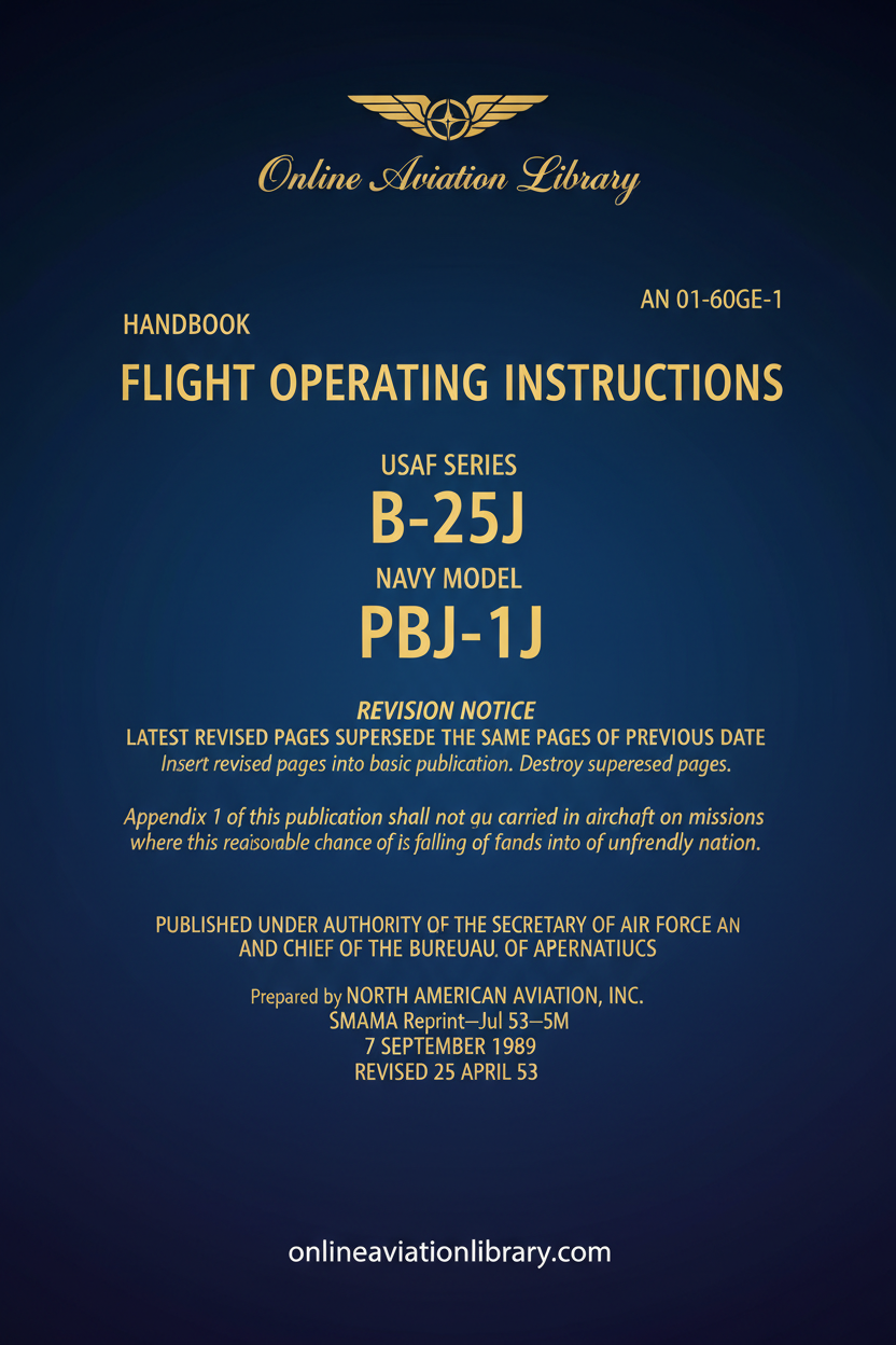 B-25J TB-25J PBJ-1J Flight Operating Instructions Standard Cover Page