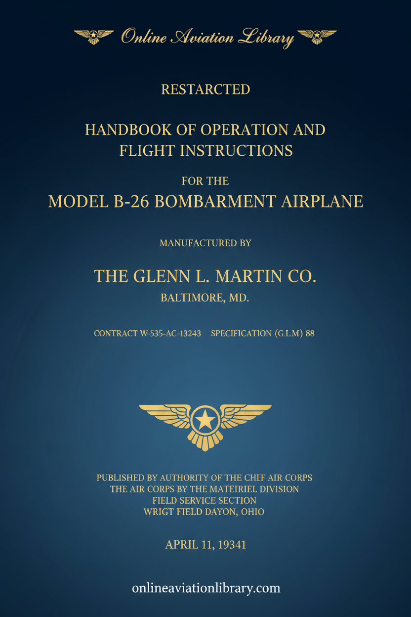 B-26 Bombardment Airplane Handbook Cover Page