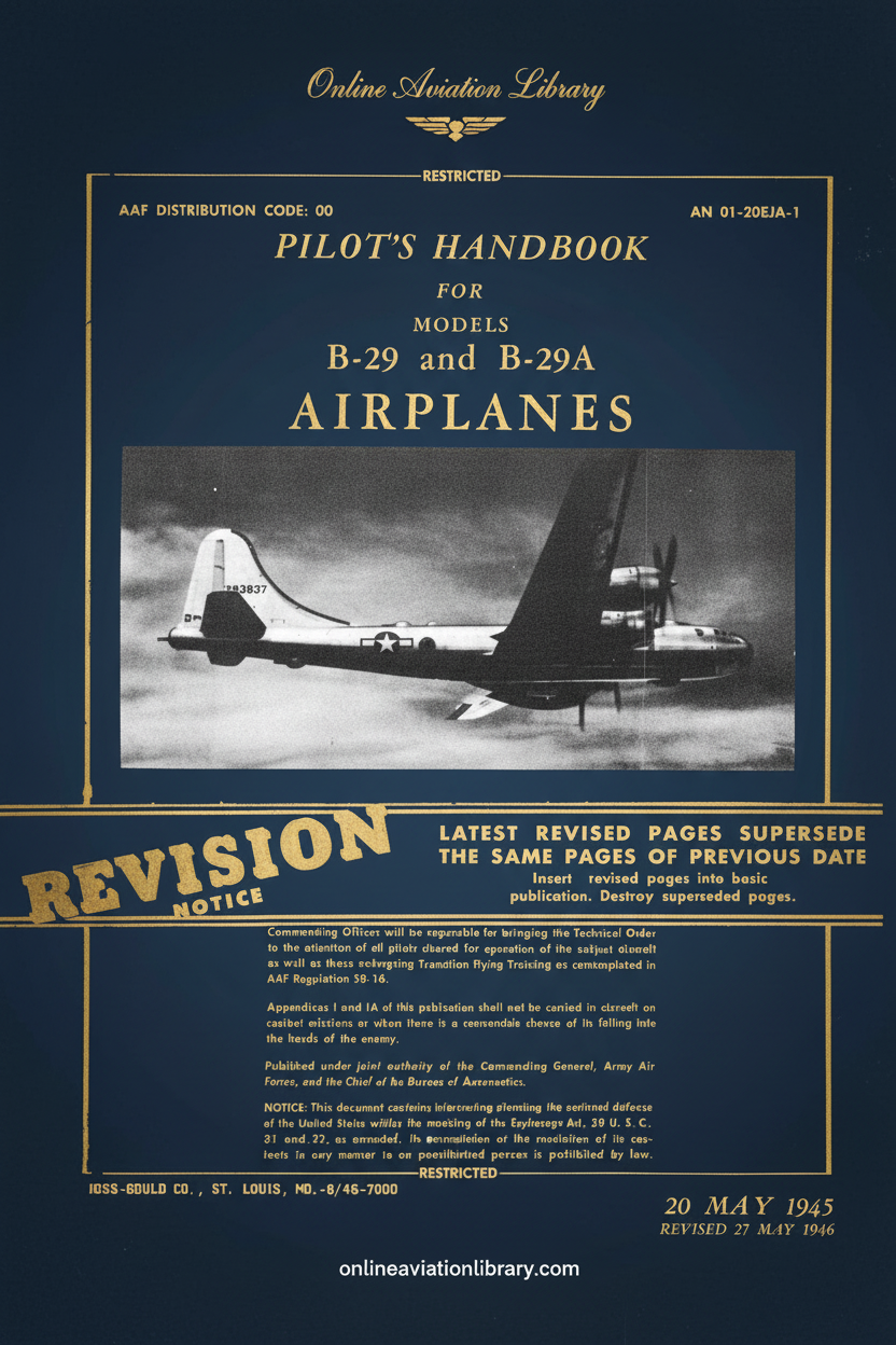 B-29 and B-29A Pilot's Handbook Cover Page - Redesigned