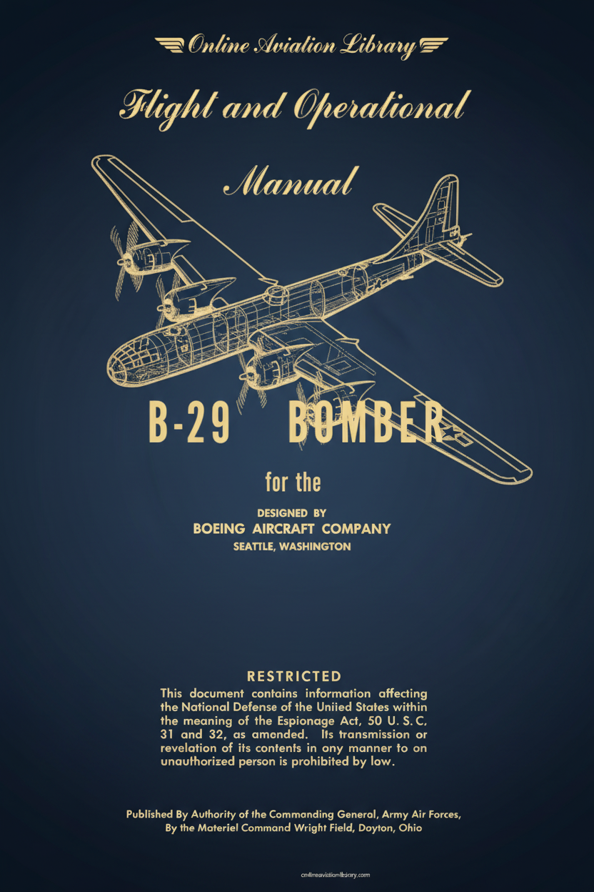 B-29 Bomber Flight and Operational Manual Cover Page - Redesigned