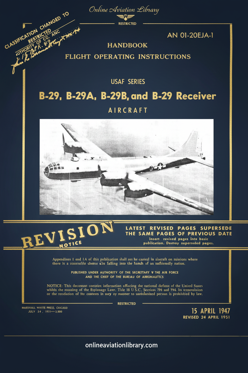 B-29 Handbook Flight Operating Instructions Cover Page - Redesigned