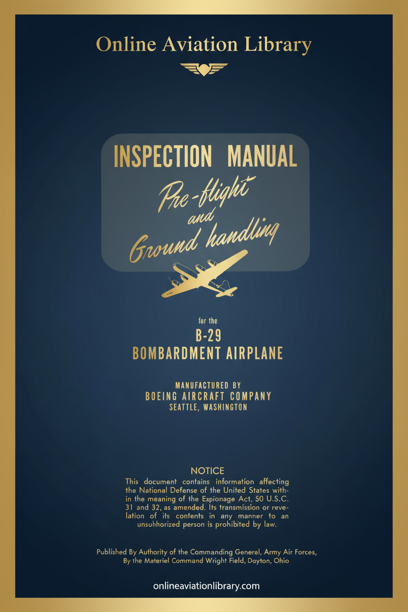 B-29 Inspection Manual - Pre-flight and Ground Handling Cover Page - Redesigned