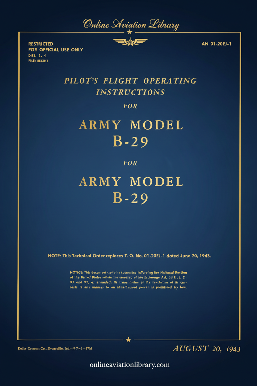 B-29 Pilot's Flight Operating Instructions Cover Page - Redesigned