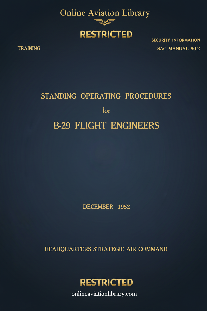 B-29 Standing Operating Procedures for Flight Engineers Cover Page - Redesigned