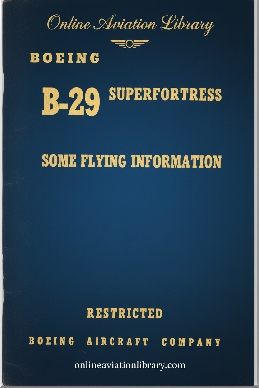 B-29 Superfortress Some Flying Information Cover Page - Redesigned