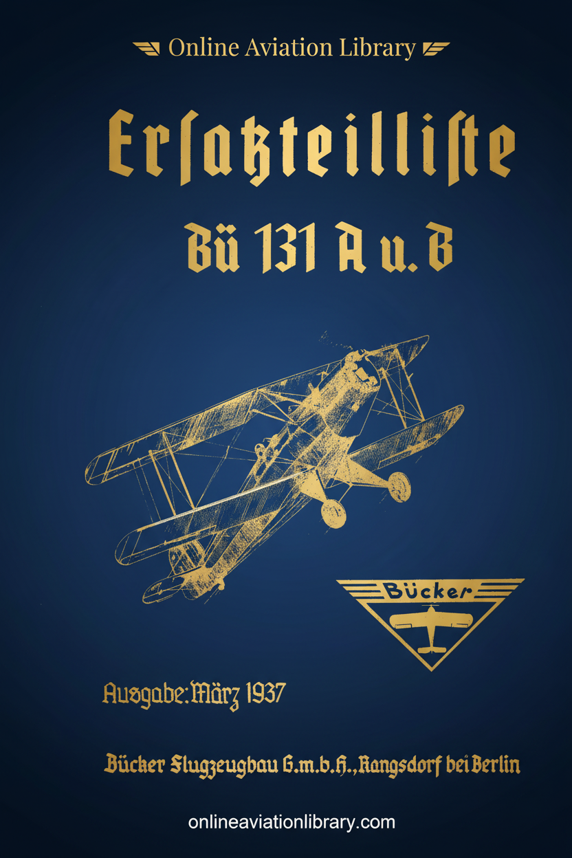 Bücker Bü 131 A u. B Parts List Cover Page