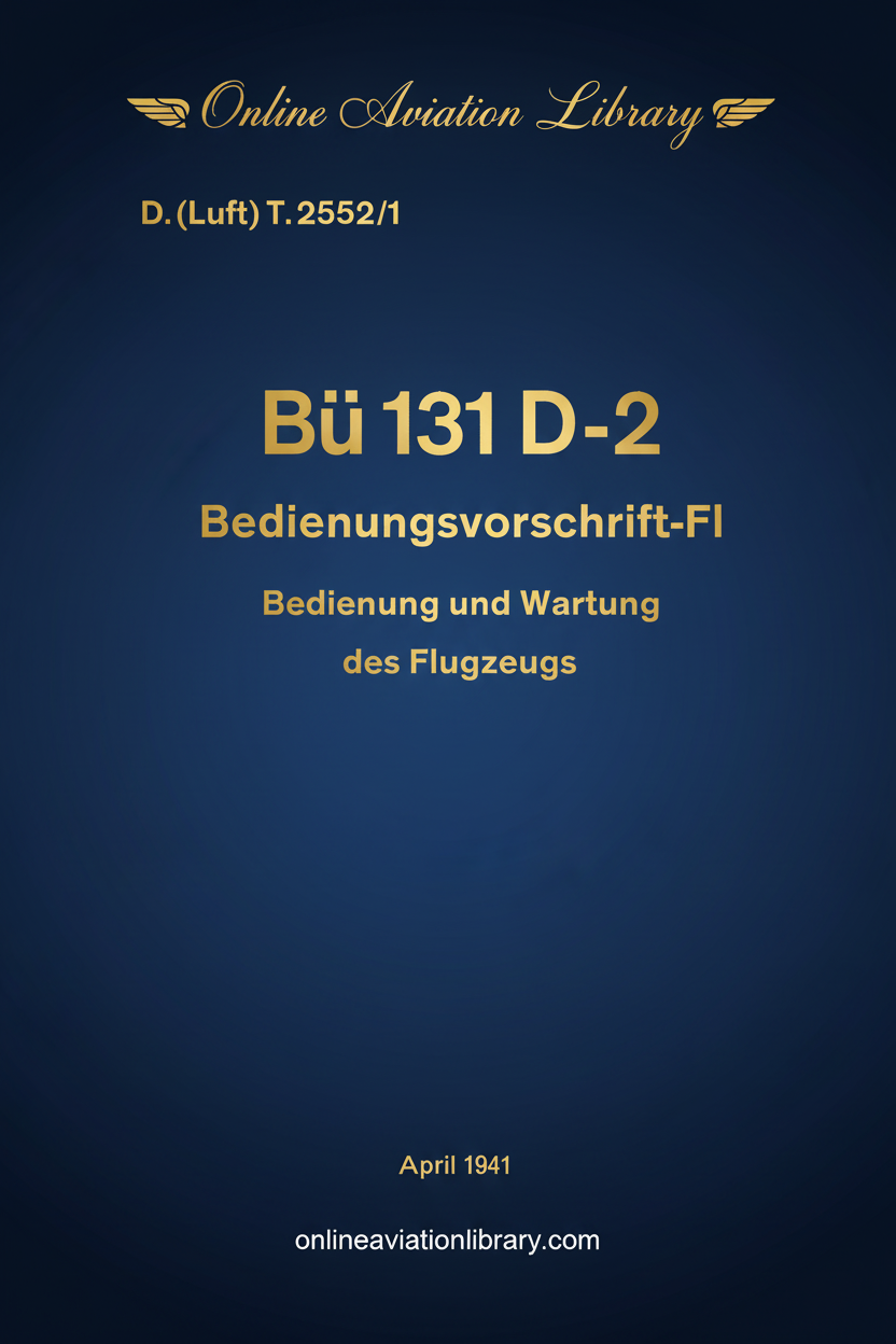 Bücker Bü 131 D-2 Operations Manual Cover Page