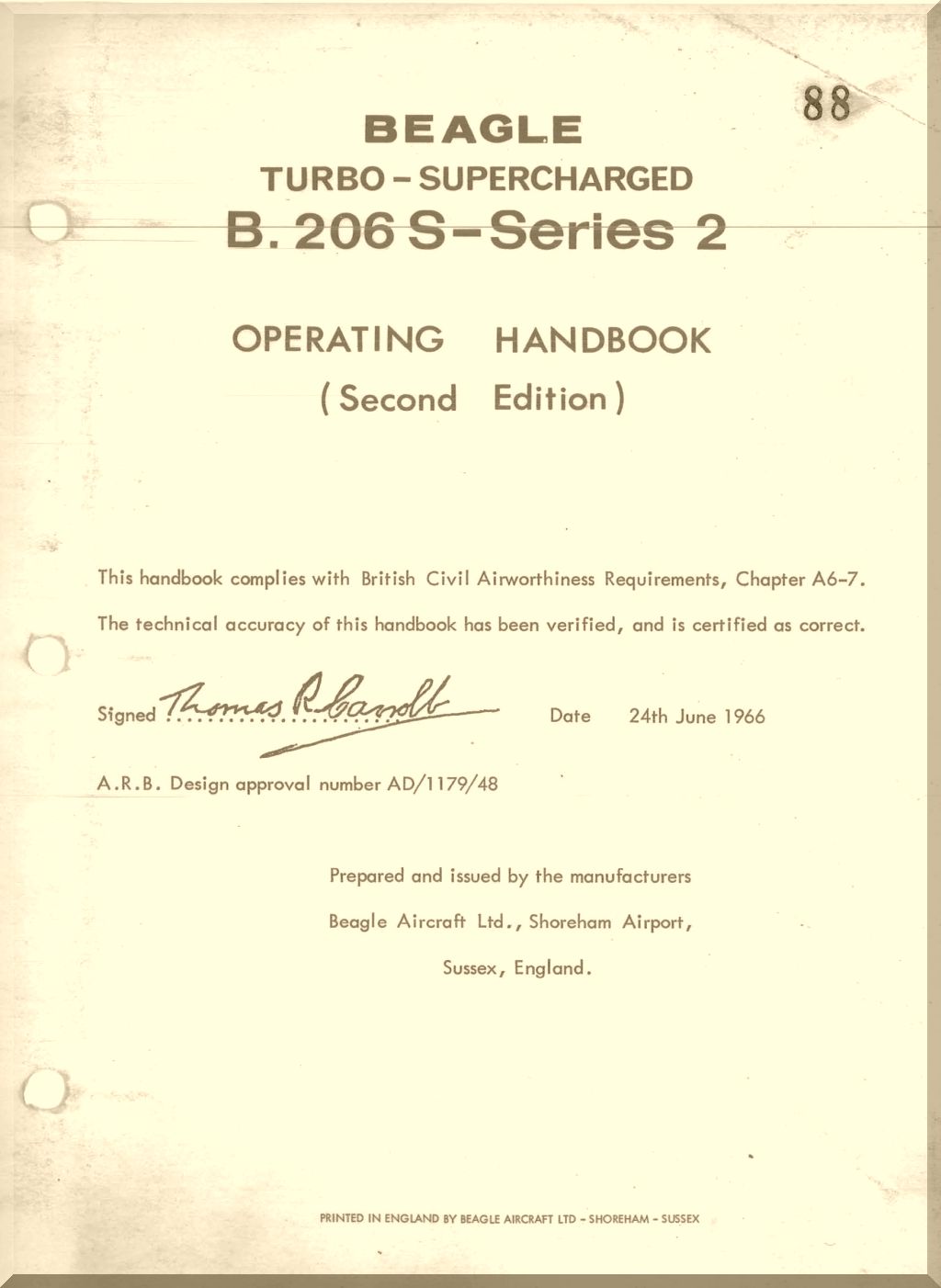 Beagle 206 Aircraft Manuals Collection - Digital Download